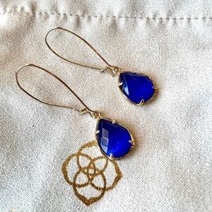 Kendra Scott drop Earrings in Cobalt Blue with Gold Tone ear wire